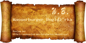 Wasserburger Boglárka névjegykártya